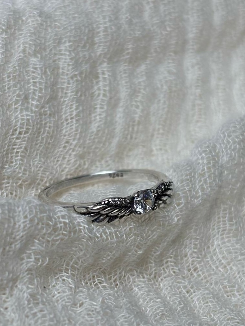 925 Sterling Silver Winged CZ Ring in Silver, Size 8